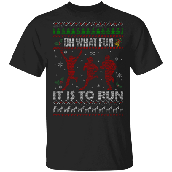 Christmas Running Lover Shirt Oh What Fun It Is To Run Funny Christmas Sweater Running Lover Gifts Christmas T-Shirt - Macnystore