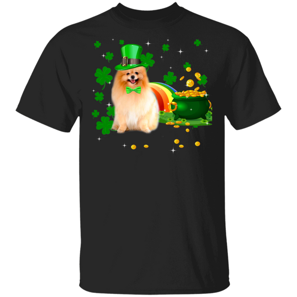Leprechaun Pomeranian Dog Pet Lover Shamrock Funny Patrick's Day Kids Mens Womens St Patrick's Day Gifts T-Shirt - Macnystore