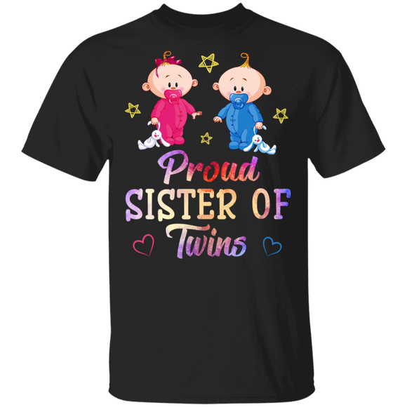 Proud  Sister Of Twins Twin Lover Baby Mother's Day T-Shirt - Macnystore