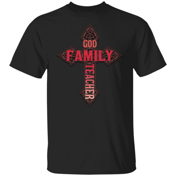 God Family Teacher Cool Christ Cross Matching Teacher Principal School Gifts T-Shirt - Macnystore
