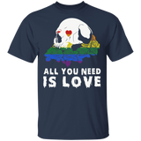 All You Need Is Love Cute Skull On LGBT Flower Shirt Matching Proud LGBT Support Gay Lesbian Gifts T-Shirt - Macnystore