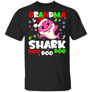Christmas Shark Lover Shirt Grandma Shark Doo Doo Doo Funny Christmas Santa Shark Kids Video Baby Matching Family Gifts T-Shirt - Macnystore