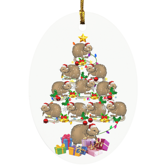 Muskrat Christmas Tree SMART OBJECT SUBORNO Oval Ornament - Macnystore
