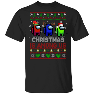 Christmas Gamer Shirt Christmas Is Among Us Funny Christmas Sweater Elf Reindeer Santa Crewmate Imposter Game Gamer Gifts T-Shirt - Macnystore