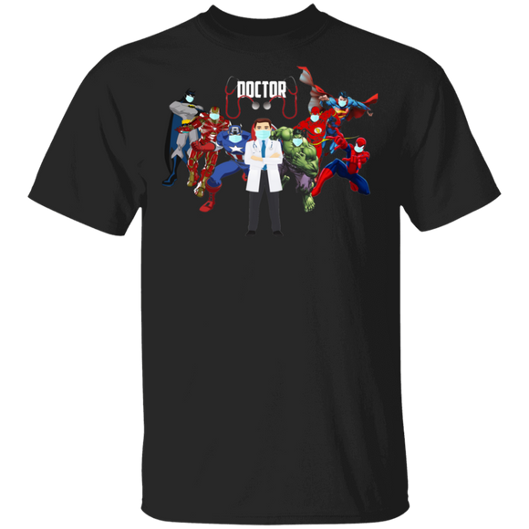 Superheroes Doctor Funny Cute Hero Doctor Stethoscope Shirt Matching Doctor Nurse Medical Men Women Gifts T-Shirt - Macnystore