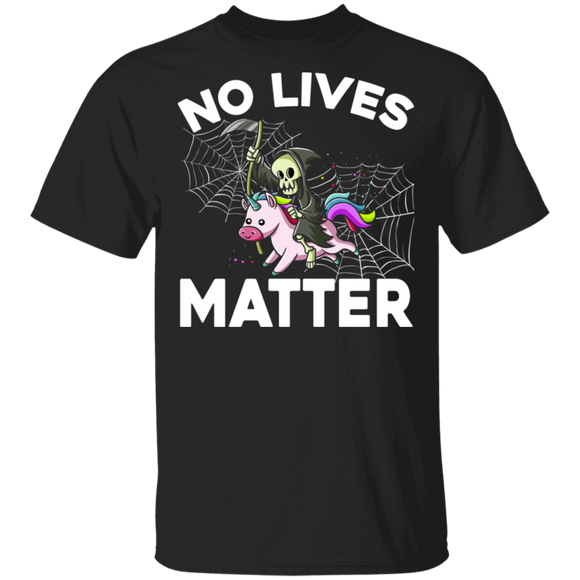 No Lives Matter Funny Halloween Death Ridding Unicorn Lover Gifts T-Shirt - Macnystore