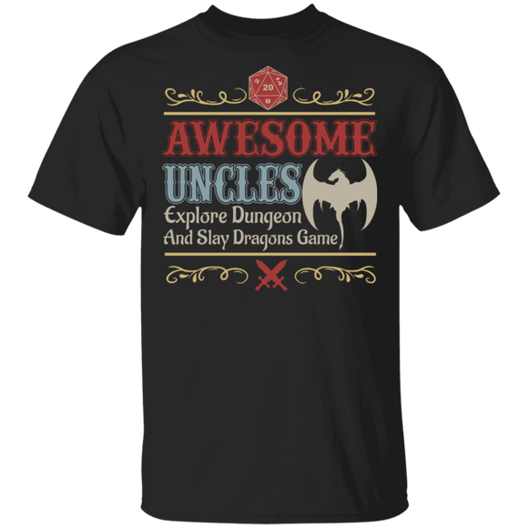 Awesome Uncles Explore Dungeon And Slay Dragons Game Matching Father's Day Shirt T-Shirt - Macnystore