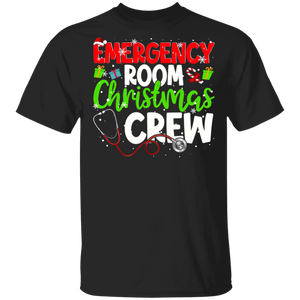 Christmas Nurse Shirt Emergency Room Christmas Crew Funny Christmas Nurse Crew ER ICU Nursing Squad Gifts T-Shirt - Macnystore