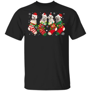 Christmas Maltipoo Lover Shirt Maltipoo Dogs In Christmas Socks Funny Santa Maltipoo Lover Gifts Christmas T-Shirt - Macnystore