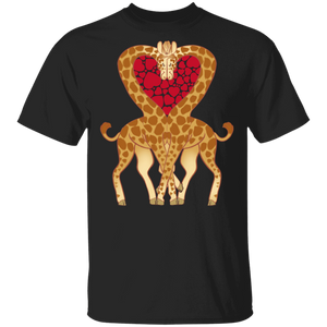 Cute Giraffe Heart Valentine Couple Gifts T-Shirt - Macnystore