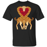 Cute Giraffe Heart Valentine Couple Gifts T-Shirt - Macnystore