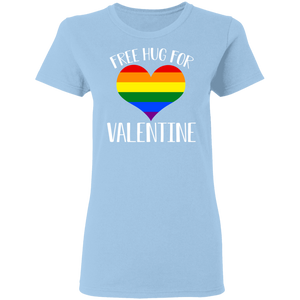 Free Hug For Valentine Cute Gay Pride LGBTQ Matching Shirts For Couples Boys Girl Women Personalized Valentine Gifts Ladies T-Shirt - Macnystore
