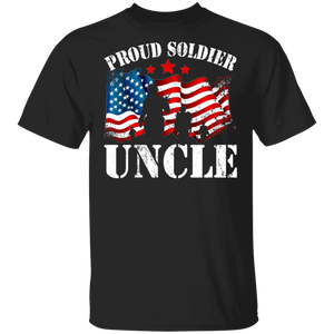 Proud Soldier Uncle Cool Soldiers American Flag Shirt Matching Men Uncle USA Army Soldier Veteran Father's Day Gifts T-Shirt - Macnystore