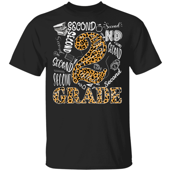 Leopard Print 2nd Grade Back To School Student T-Shirt - Macnystore