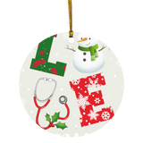 Christmas Nurse Shirt Love EMT Life Cool Christmas Snowman Nursing Nurse Lover Gifts Ornament Xmas - Macnystore