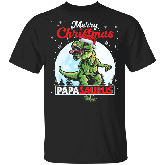 Christmas T-Rex Lover Shirt Merry Christmas Papasaurus Cool Christmas Santa T-Rex Family Matching X-mas Pajama Gifts Christmas T-Shirt - Macnystore