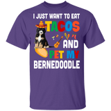 I Just Want To Eat Tacos And Pet My Bernedoodle Mexican Gifts Youth T-Shirt - Macnystore