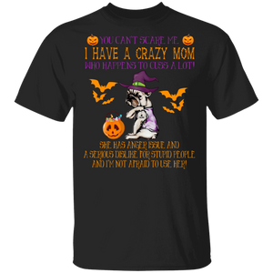 Halloween Dog Shirt I Have A Crazy Mom Cool Halloween Bulldog Dog Witch Lover Gifts Halloween T-Shirt - Macnystore
