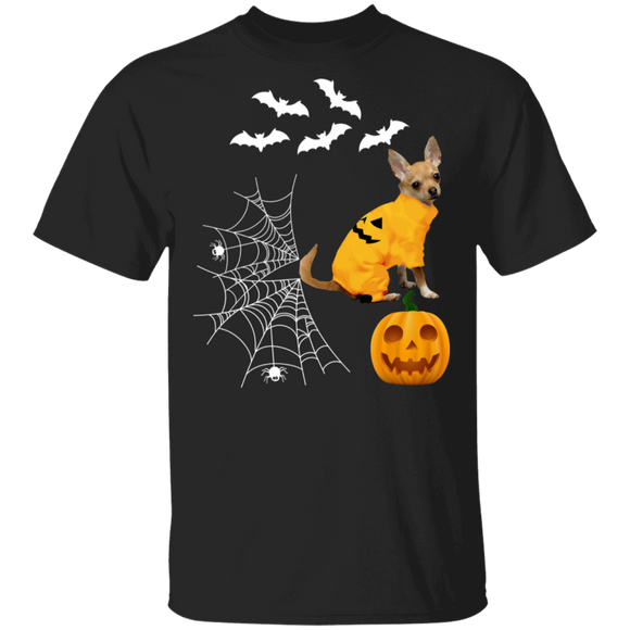 Chihuahua Wear Pumpkin Halloween Costume Dog Lovers T-Shirt - Macnystore