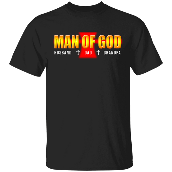 Man Of God Husband Dad Grandpa Christian Cross Father's Day Gifts T-Shirt - Macnystore