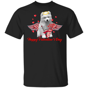 Happy Valentine's Day Cupid Samoyed Dog Pet Lover Matching Shirts For Couples Boys Girls Women Personalized Valentine Gifts T-Shirt - Macnystore