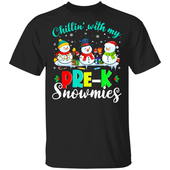 Christmas Snowman Shirt Chillin With My Pre-K Sometimes Cool Christmas Teacher Gifts Christmas T-Shirt - Macnystore