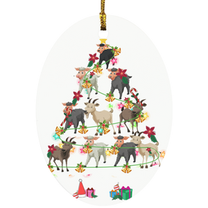 Christmas Ornament Goat Christmas Tree Funny Christmas Lights Farmer Gifts Decorative Hanging Ornaments SUBORNO Oval Ornament - Macnystore