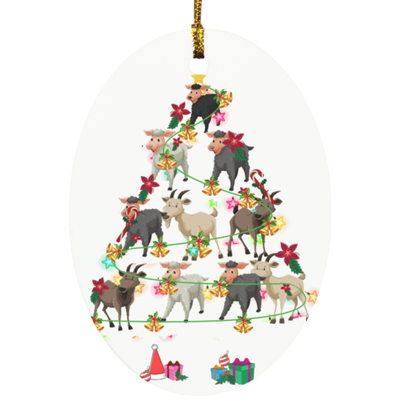Christmas Ornament Goat Christmas Tree Funny Christmas Lights Farmer Gifts Decorative Hanging Ornaments SUBORNO Oval Ornament - Macnystore