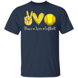 Peace Love Softball Cute Victory Hand Emoji Heart Softball Shirt Matching Softball Player Lover Gifts T-Shirt - Macnystore
