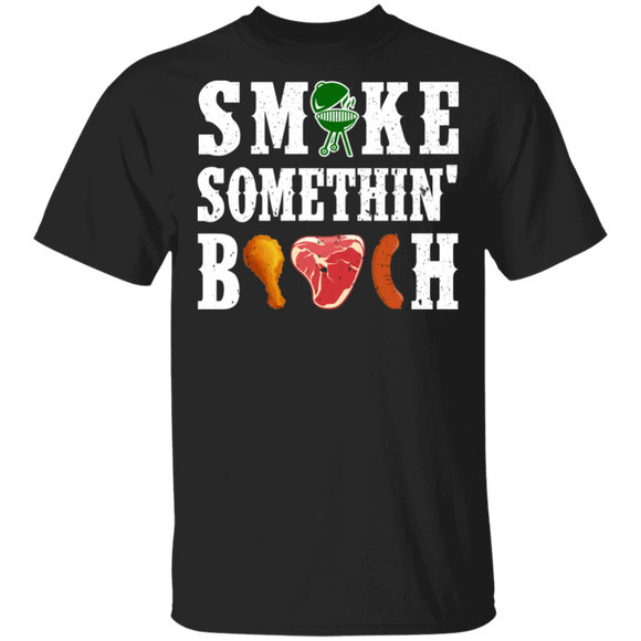 Christmas Grilling BBQ Shirt Smoke Somethin' Bitch Funny Christmas Barbecue Grilling BBQ Lover Gifts T-Shirt - Macnystore