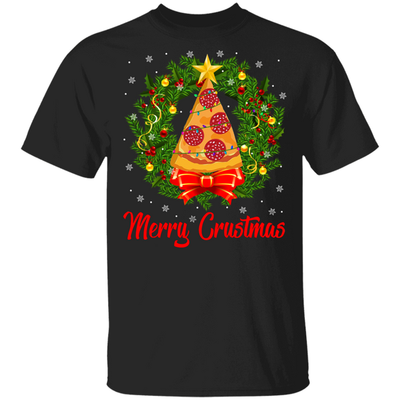 Christmas Pizza Lover Shirt Merry Crustmas Funny Christmas Tree Pizza Balls X-mas Lover Gifts T-Shirt - Macnystore