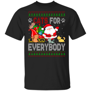 Christmas Cat Lover Shirt Cats For Everybody Ugly Funny Christmas Santa Cat Lover Gifts T-Shirt - Macnystore