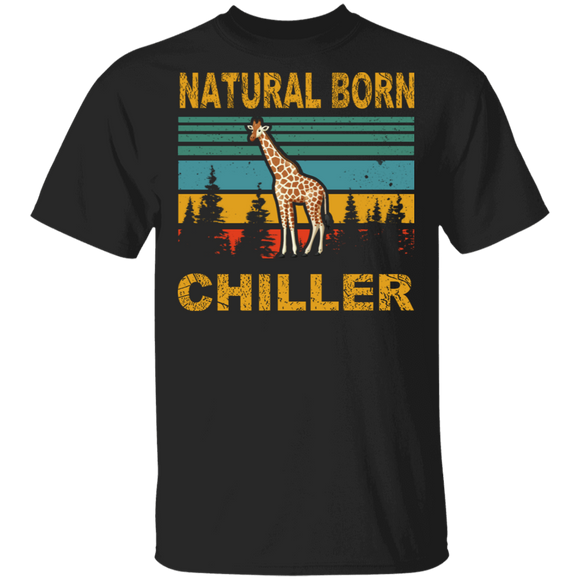 Vintage Retro Natural Born Chiller Cool Giraffe Shirt Matching Giraffe Lover Fans Gifts T-Shirt - Macnystore