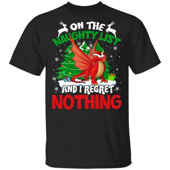 Christmas Dragon Lover Shirt On Naughty List I Regret Nothing Cool Christmas Santa Dragon Lover Gifts T-Shirt - Macnystore