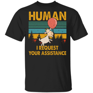 Vintage Retro Human I Request Your Assistance Funny Goat Lover Gifts T-Shirt - Macnystore