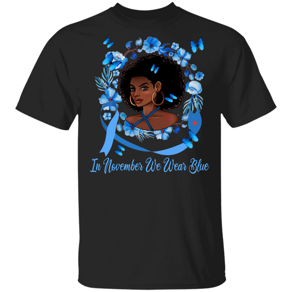Diabetes Awareness Shirt In November We Wear Blue Cool Black Women African American Diabetes Awareness Gifts T-Shirt - Macnystore