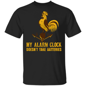 Vintage My Alarm Clock Doesn't Take Batteries Funny Chicken Rooster Gifts T-Shirt - Macnystore