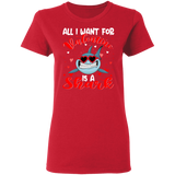 All I Want For Valentine Is A Shark Sea Animal Matching Shirts For Couples Boys Girl Women Personalized Valentine Gifts Ladies T-Shirt - Macnystore