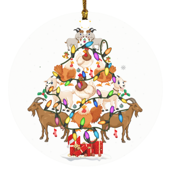 Decorative Hanging Ornaments Chicken And goat Christmas Tree Xmas Light SUBORNC Circle Ornament - Macnystore