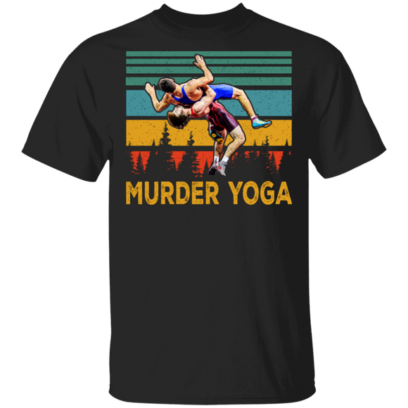 Boxing Wrestling Shirt Vintage Retro Murder Yoga Funny Wrestling Boxing Lover Gifts T-Shirt - Macnystore