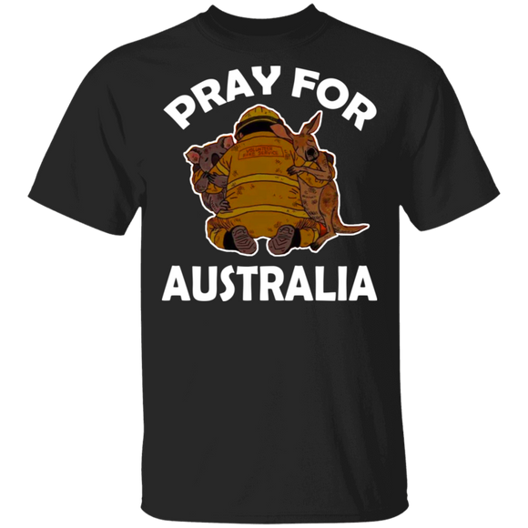 Pray for Australia Rain Save Koala Kangaroo Australian Animals People Firefighter Kids Mens Womens Gifts T-Shirt - Macnystore
