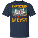 Vintage Retro Surviving Social Distancing One Chapter At A Time Cute Book Shirt Matching Men Women Gifts T-Shirt - Macnystore