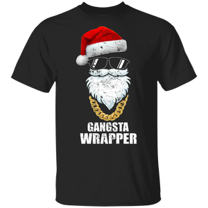 Christmas Santa Shirt Gangsta Wrapper Funny Christmas Santa Wearing Glasses Lover Gifts Christmas T-Shirt - Macnystore