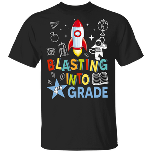 Blasting Into 4th Grade Shuttle Rocket Astronaut Lover Back To School Gifts T-Shirt - Macnystore