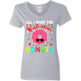 All I Want For Valentine Is Donuts Ladies V-Neck T-Shirt - Macnystore