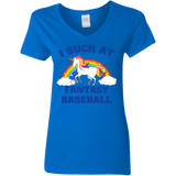 I Suck At Fantasy Baseball Funny Magical Unicorn Ladies V-Neck T-Shirt - Macnystore