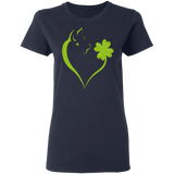 Dabbing Shamrock Dog Heart St Patrick's Day Irish Gifts Ladies T-Shirt - Macnystore