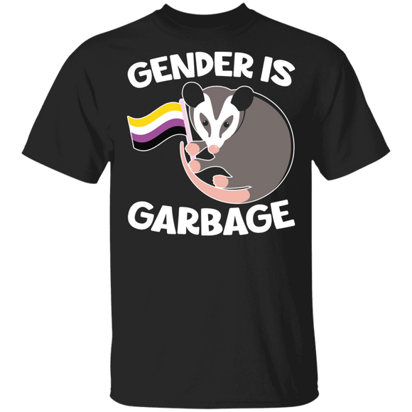 LGBTQ Flag Shirt Gender Is Garbage Cute Gender-fluid Non-Binary LGBTQ Flag Pride Possum Lover Gifts T-Shirt - Macnystore