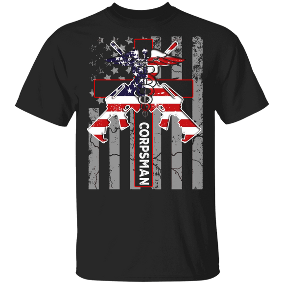 Corpsman Shirt Corpsman Proud American Flag Corpsman Veteran Gifts T-Shirt - Macnystore