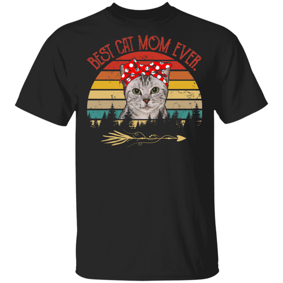 Vintage Best Cat Mom Ever American Shorthair Mother's Day T-Shirt - Macnystore